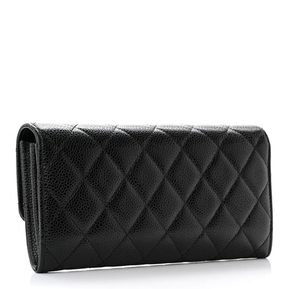 Chanel Caviar Quilted Large Gusset Flap Wallet Black 3 of 12