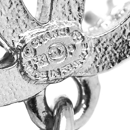 Chanel Crystal Cha-Nel Logo Drop Earrings Silver 4 of 4