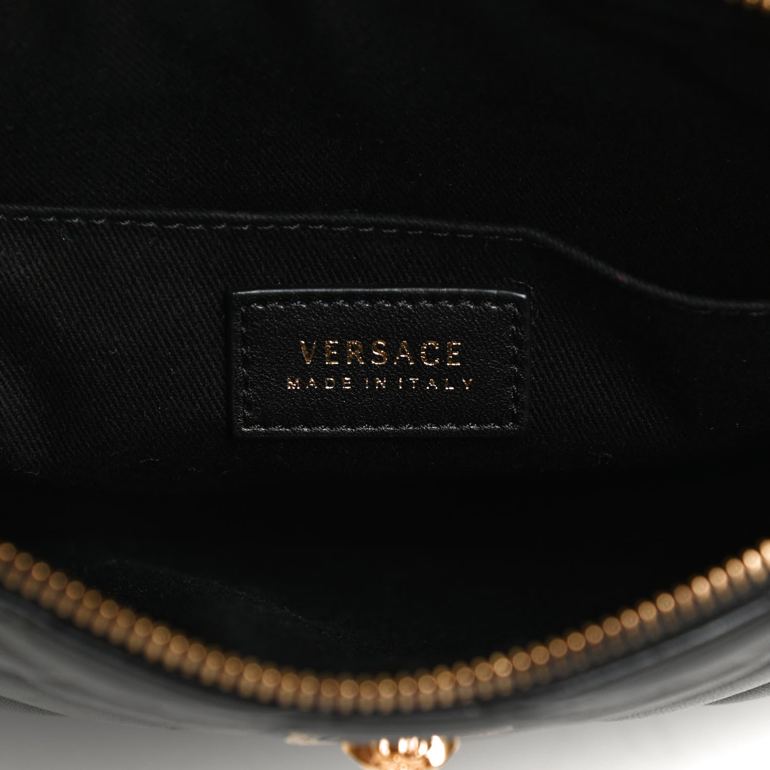 Versace Calfskin Quilted Large Tribute Icon Crossbody Pouch Black 7 of 12