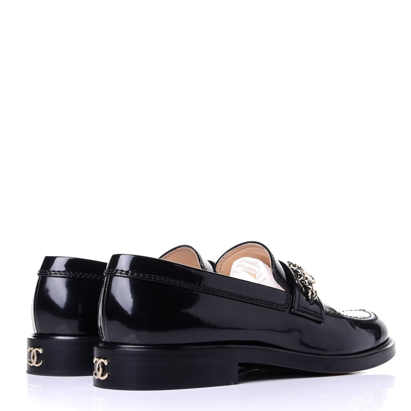 Shiny Calfskin Logo Loafers 41 Black