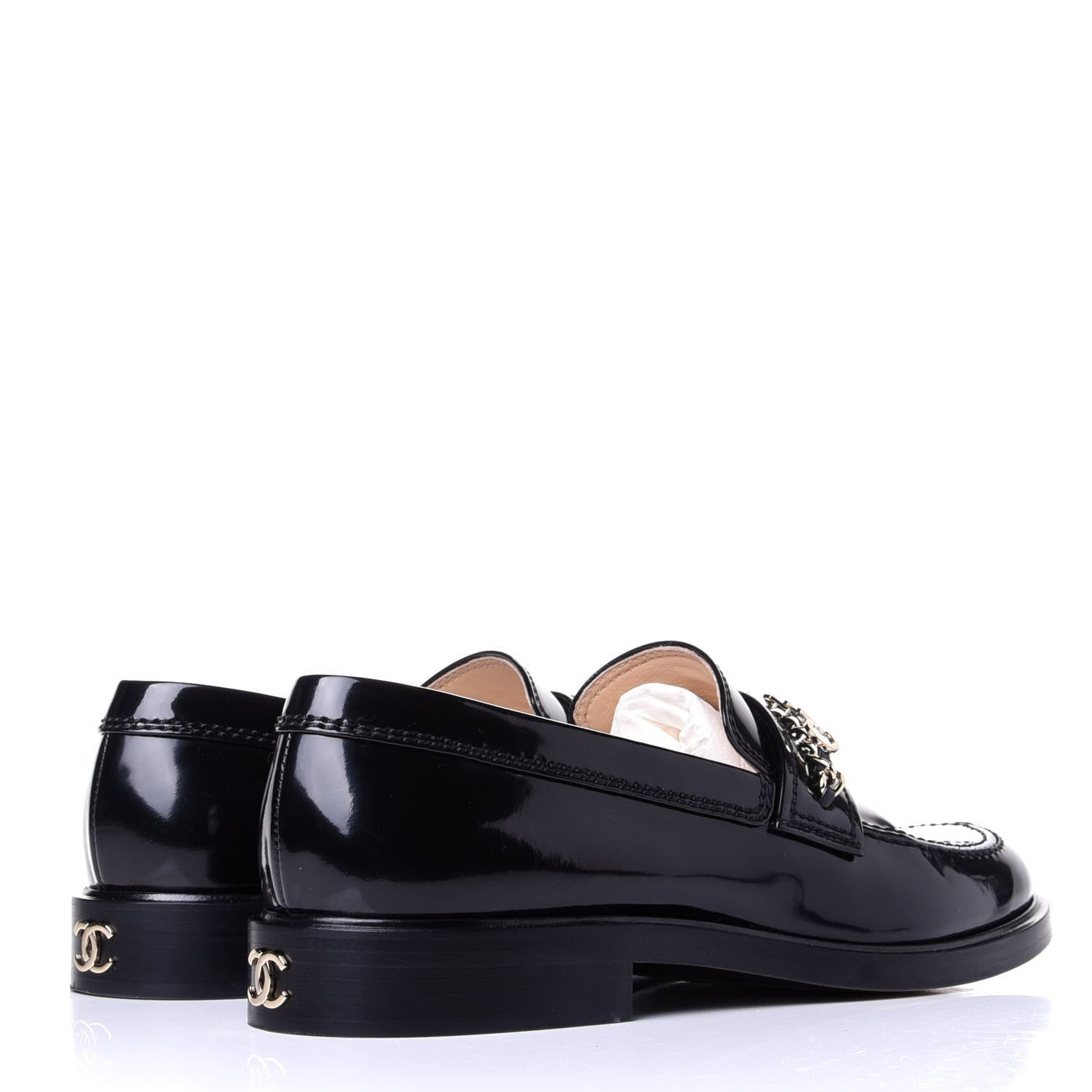 Chanel Shiny Calfskin Logo Loafers 41 Black 4 of 11
