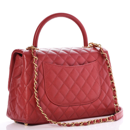 Chanel Caviar Quilted Small Coco Handle Flap Red 3 of 7