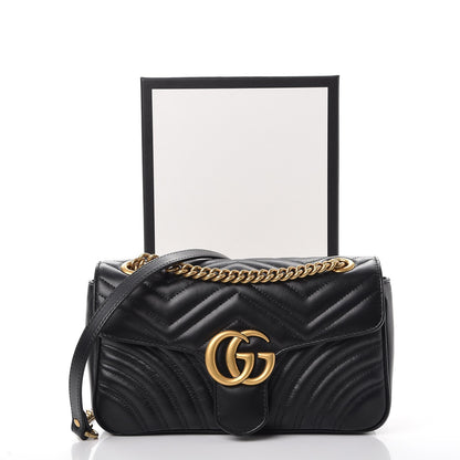 Gucci Calfskin Matelasse Small GG Marmont Shoulder Bag Black 9 of 9