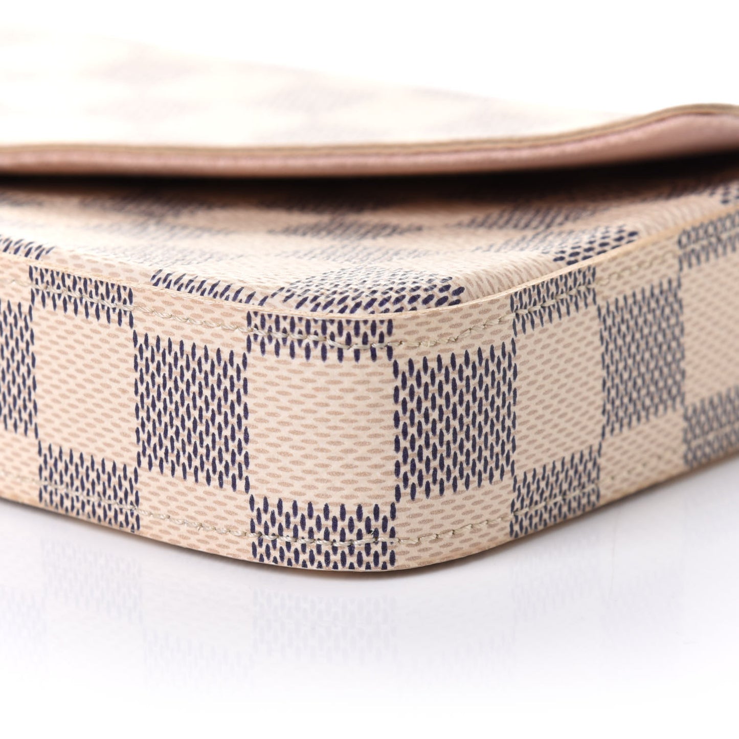 Damier Azur Pochette Felicie Chain Wallet Rose Ballerine
