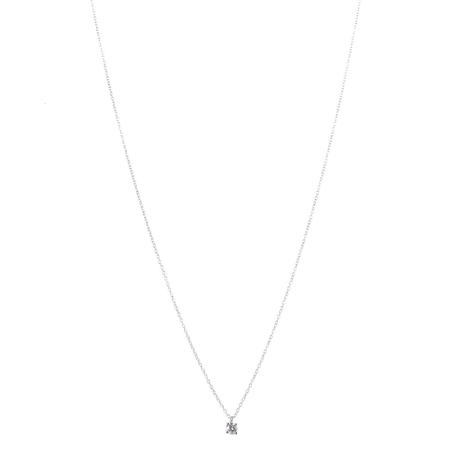 Tiffany Platinum Diamond .19ct Solitaire Pendant Necklace 1 of 6
