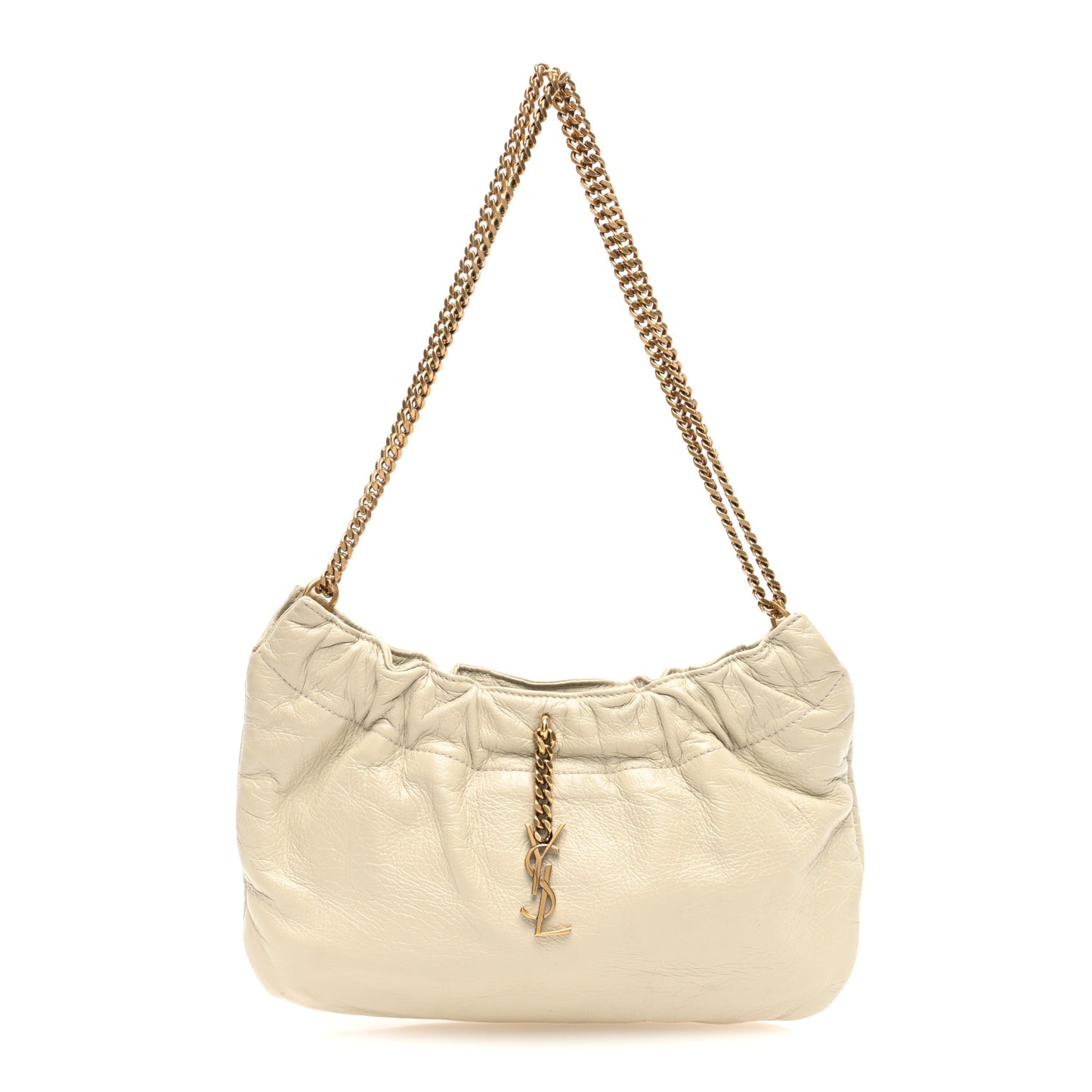 Calfskin Pac Pac Ruched Hobo Winter White