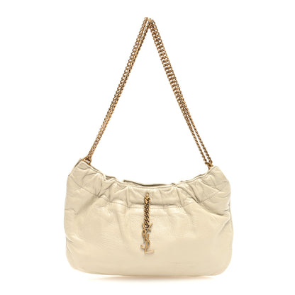 Saint Laurent Calfskin Pac Pac Ruched Hobo Winter White 1 of 10