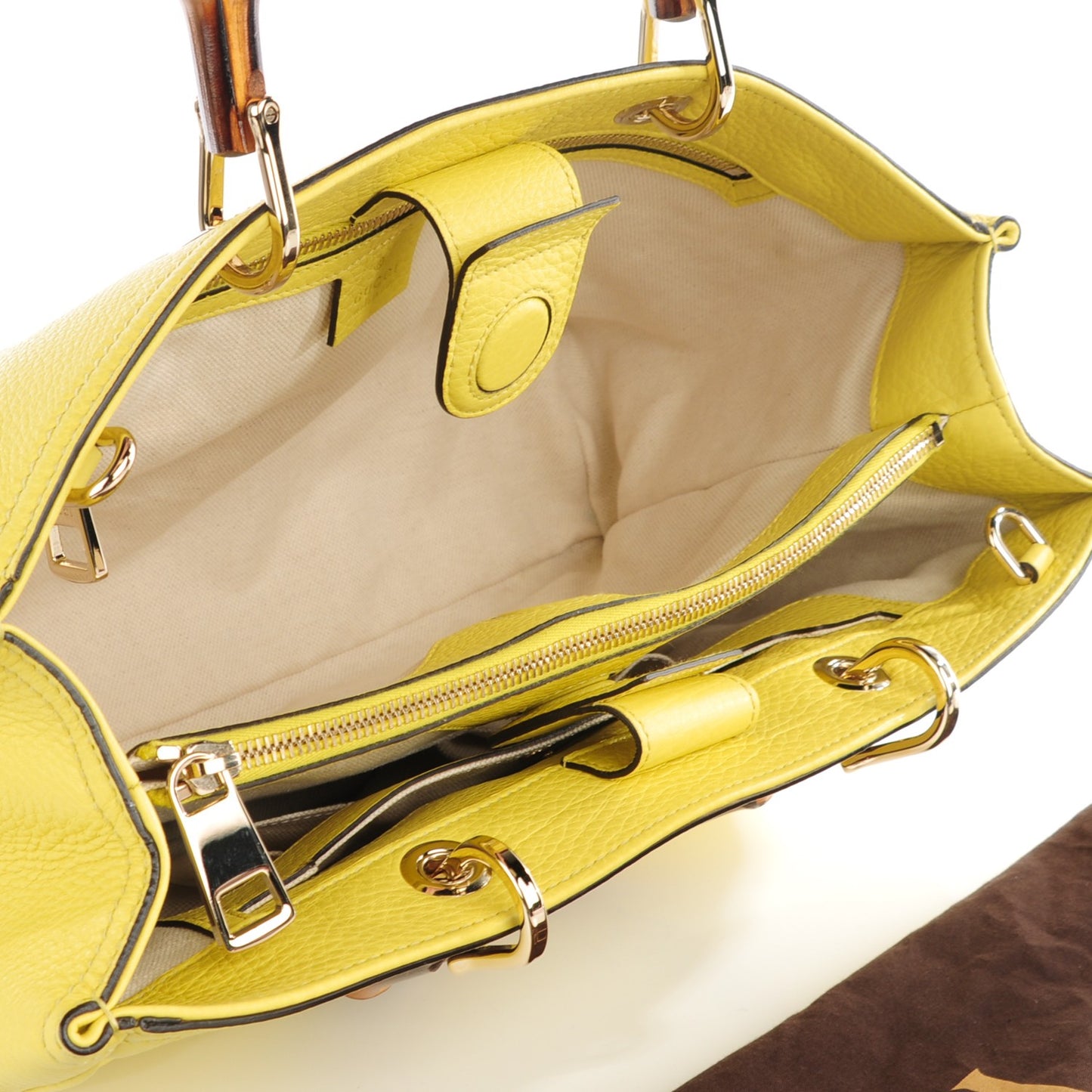 Pebbled Calfskin Medium Bamboo Shopper Tote Citrus