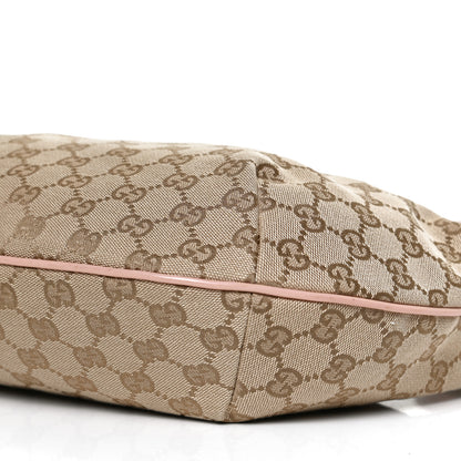 Gucci Monogram Web Medium Half Moon Hobo Blue Pink 11 of 13