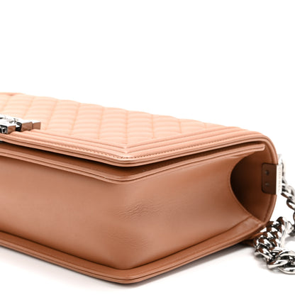 Chanel Calfskin Quilted New Medium Boy Flap Dark Beige 10 of 10