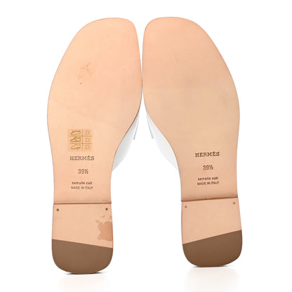 Hermes Calfskin Auteuil Sandals 39.5 White 4 of 4