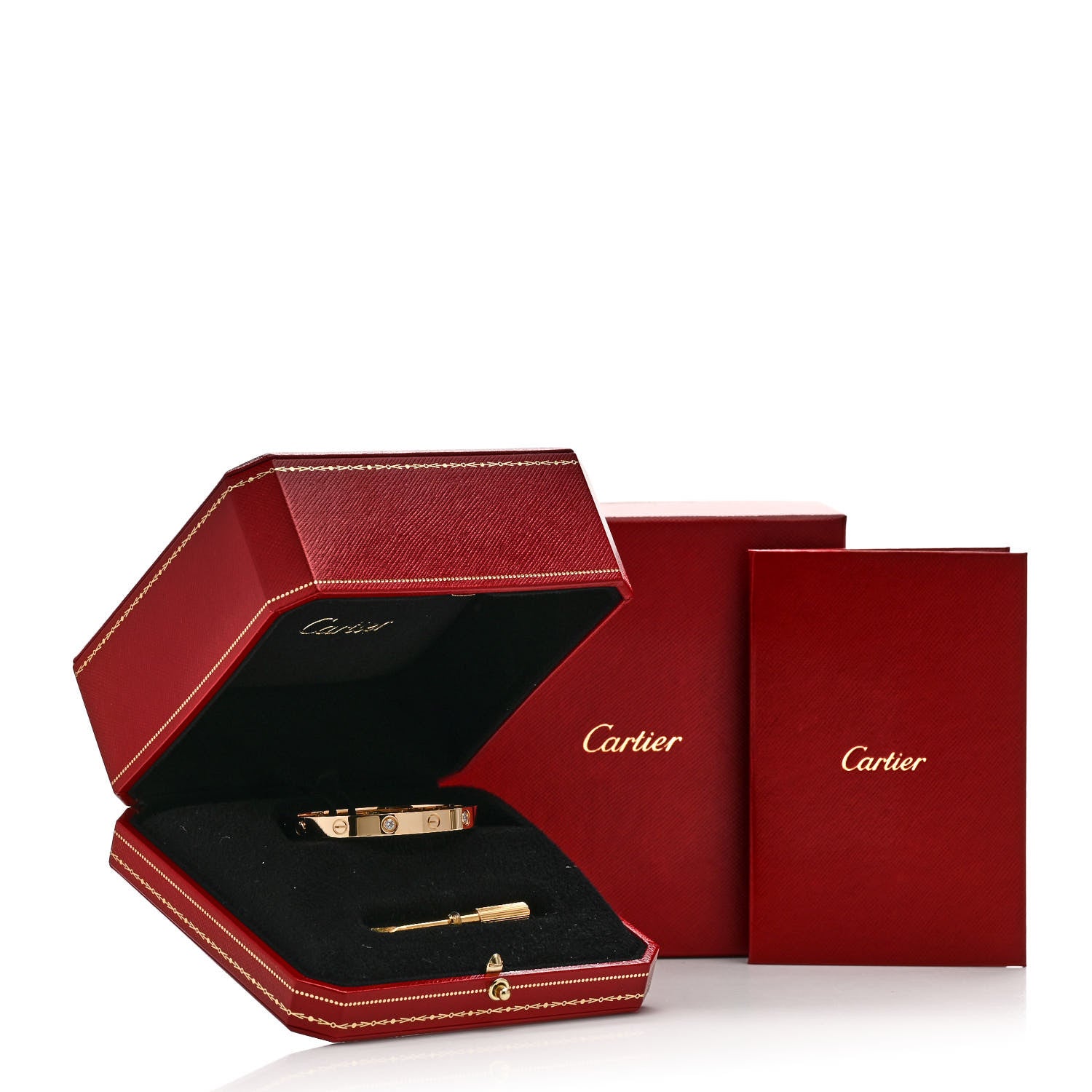 Cartier 18K Yellow Gold 4 Diamond LOVE Bracelet 16 9 of 9