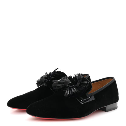 Christian Louboutin Velvet Patent Mens Rafinodo Flat Loafers 43 Black 4 of 9