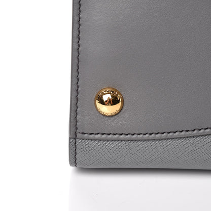 Prada Saffiano City Calfskin Small Bibliotheque Top Handle Mercurio Talco 11 of 13