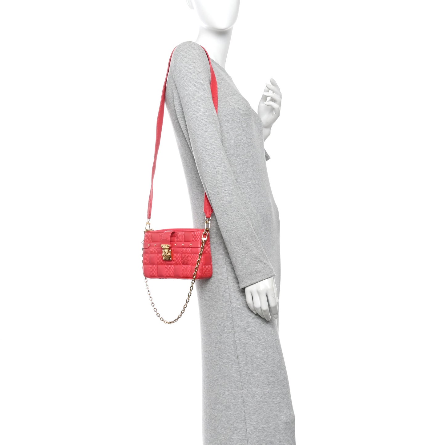 Lambskin Damier Quilt Troca PM Rose
