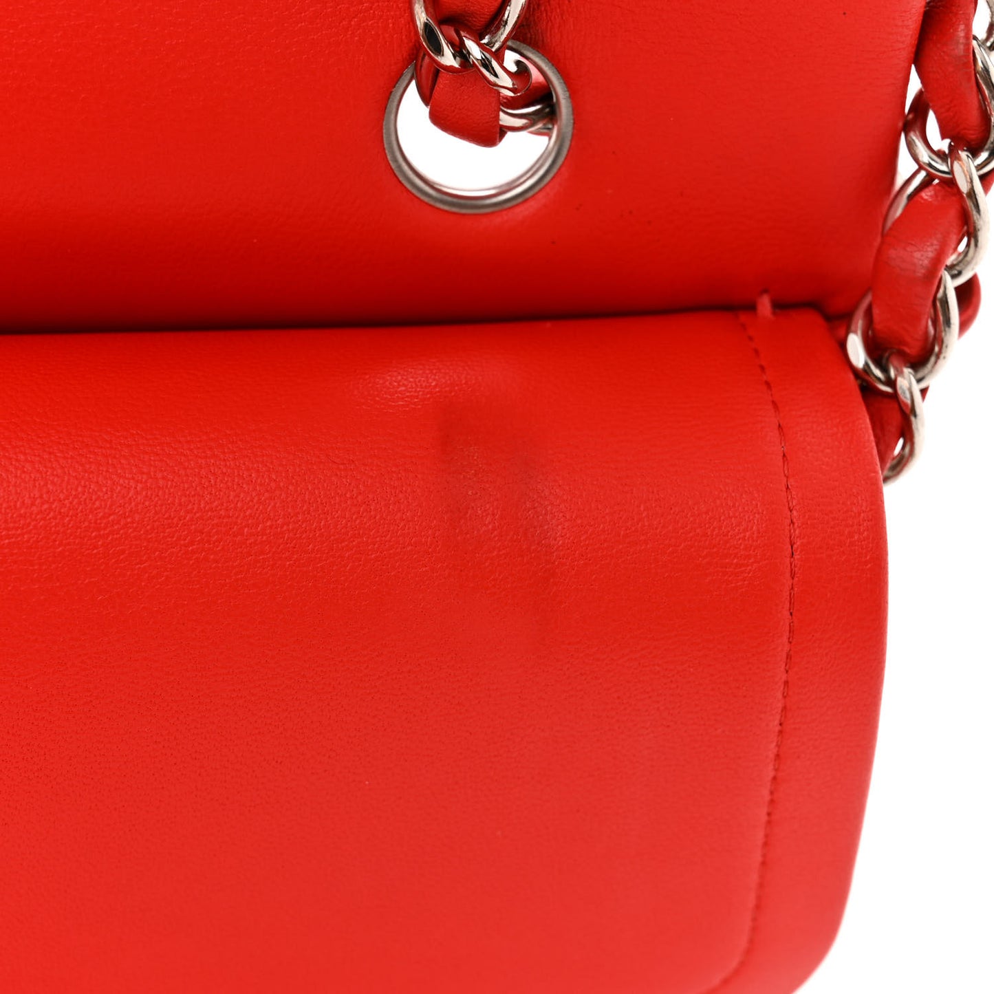 Lambskin Quilted Medium Double Flap Red