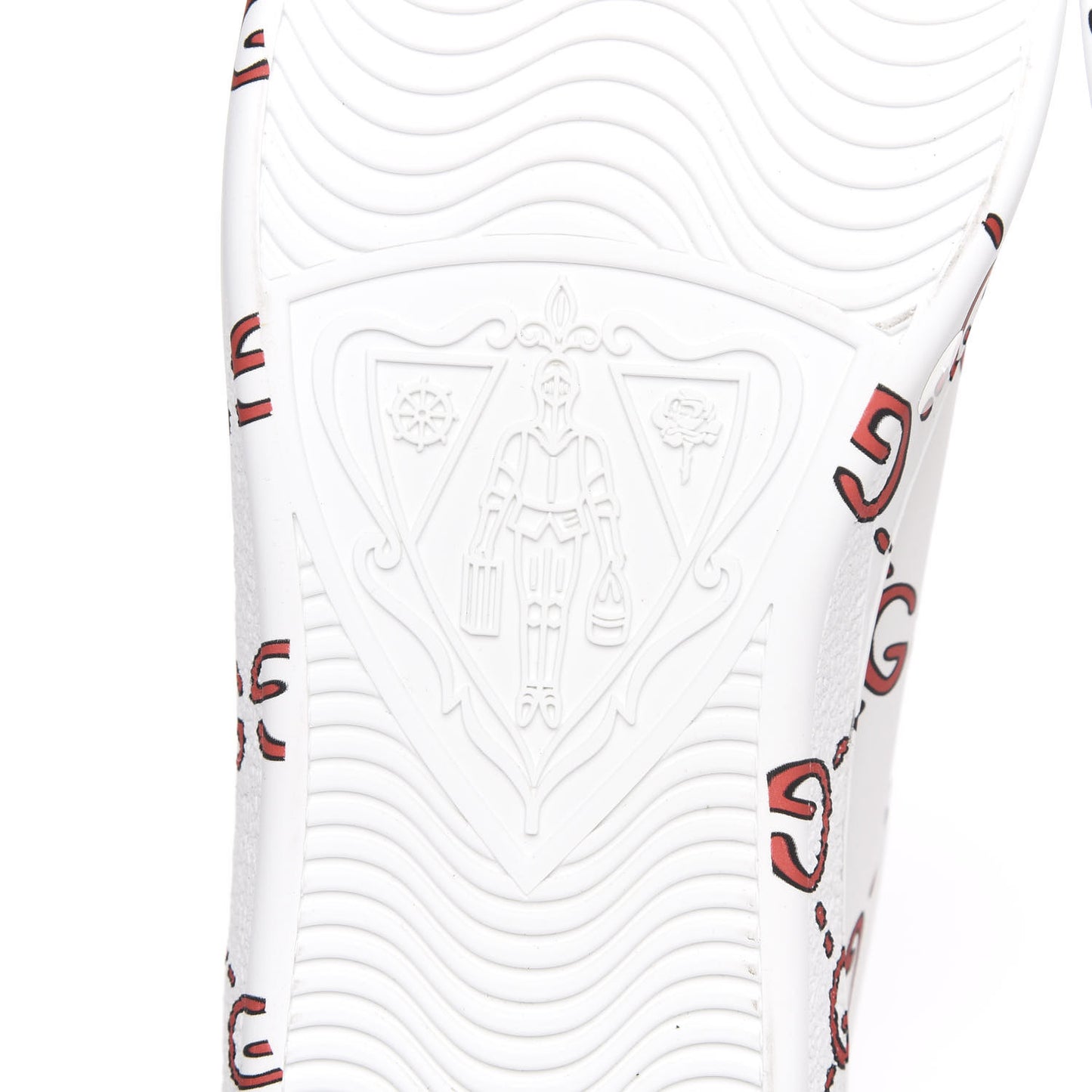 Calfskin GucciGhost Print Mens Ace Sneakers 7 White Hibiscus Red