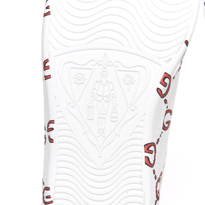 Gucci Calfskin GucciGhost Print Mens Ace Sneakers 7 White Hibiscus Red 8 of 10