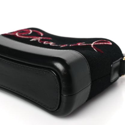 Chanel Calfskin Wool Embroidered Paris Hamburg Small Gabrielle Hobo Black 9 of 9