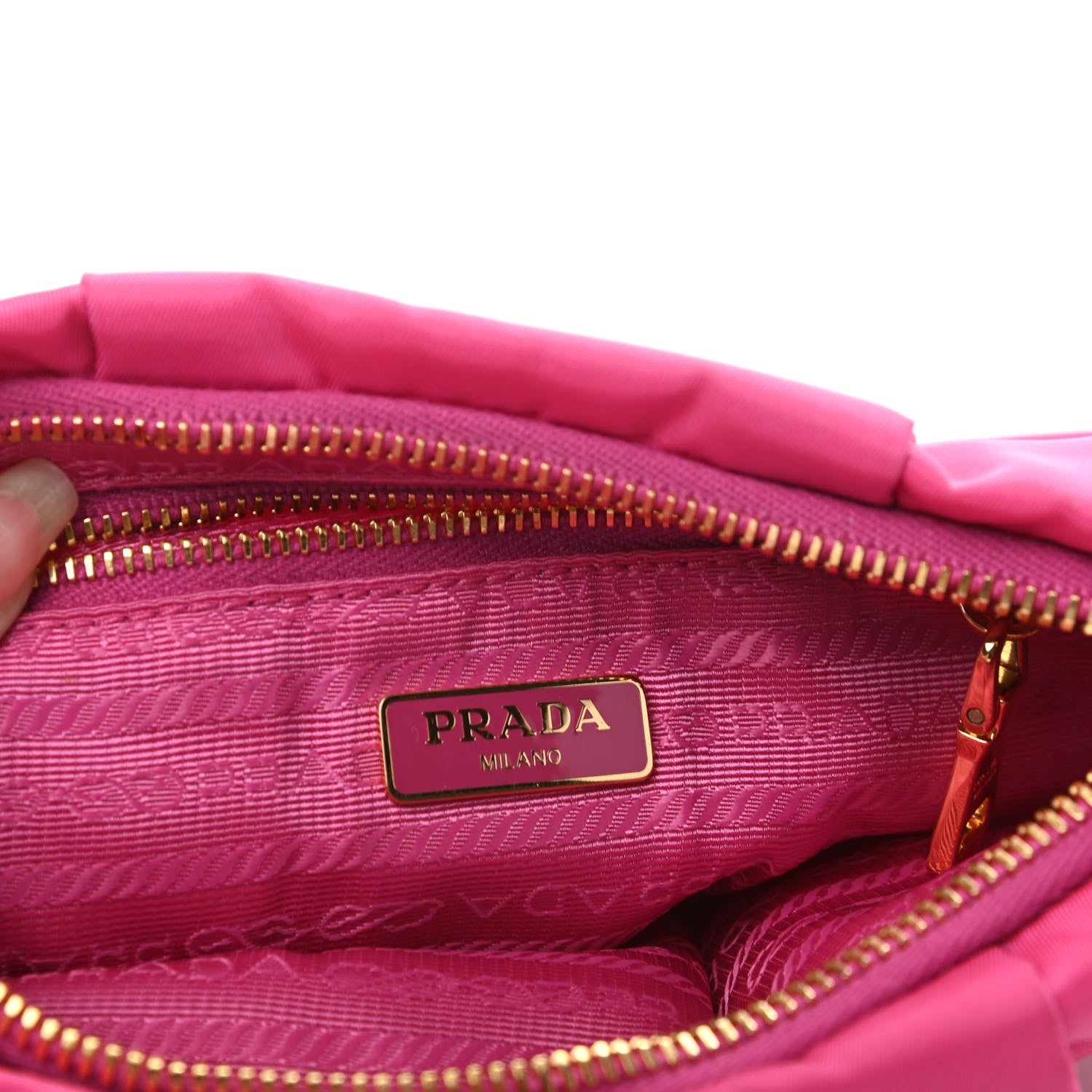 Prada Tessuto Nylon Wristlet Clutch Fuxia 6 of 10