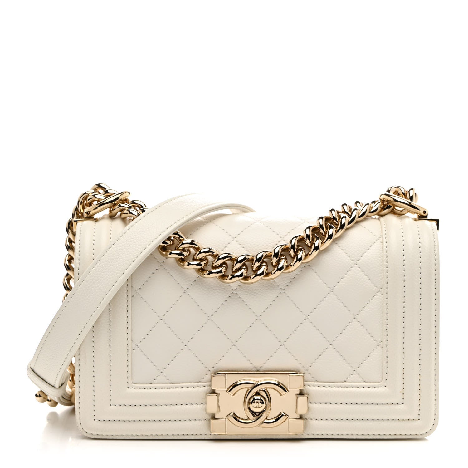 Chanel Caviar Quilted Small Boy Flap White 1 of 10