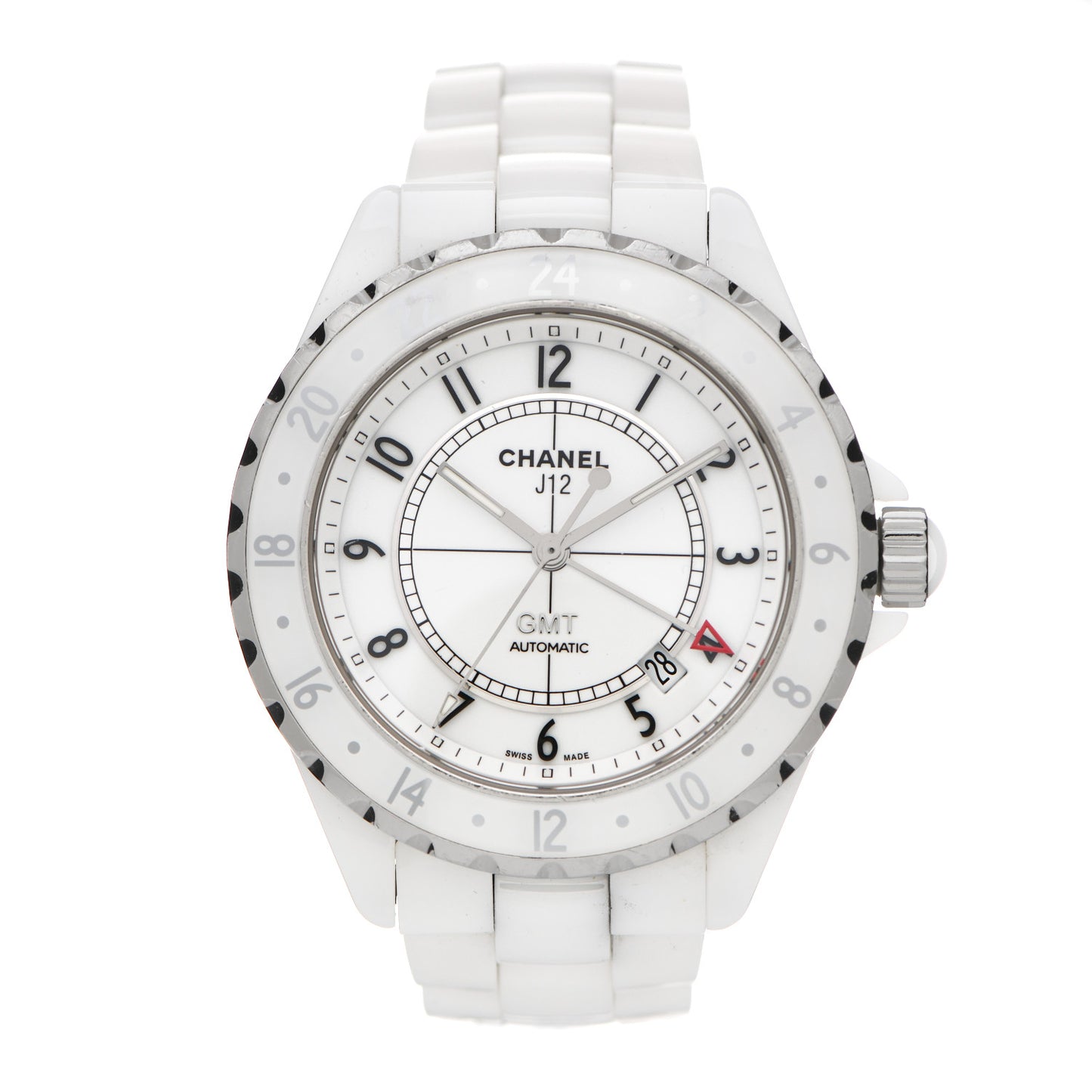 Stainless Steel Ceramic 41mm GMT J12 Automatic Watch White