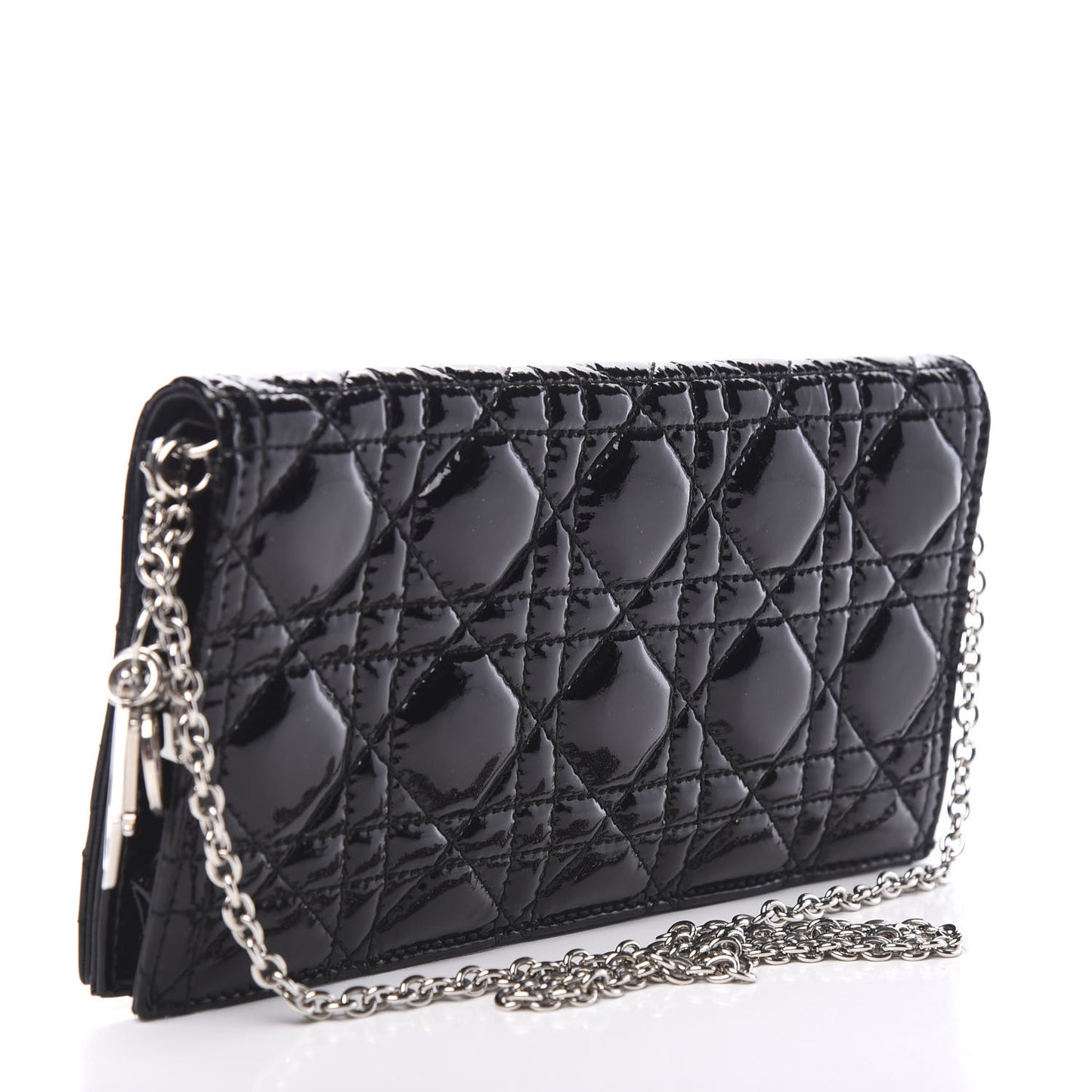 Patent Cannage Lady Dior Convertible Clutch Black