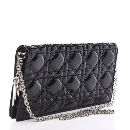 Christian Dior Patent Cannage Lady Dior Convertible Clutch Black 2 of 9