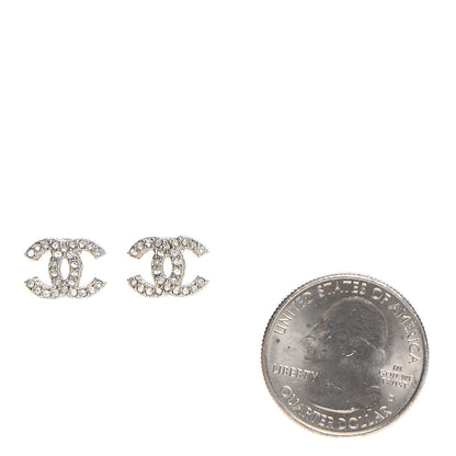 Chanel Crystal Timeless CC Earrings Silver 2 of 6