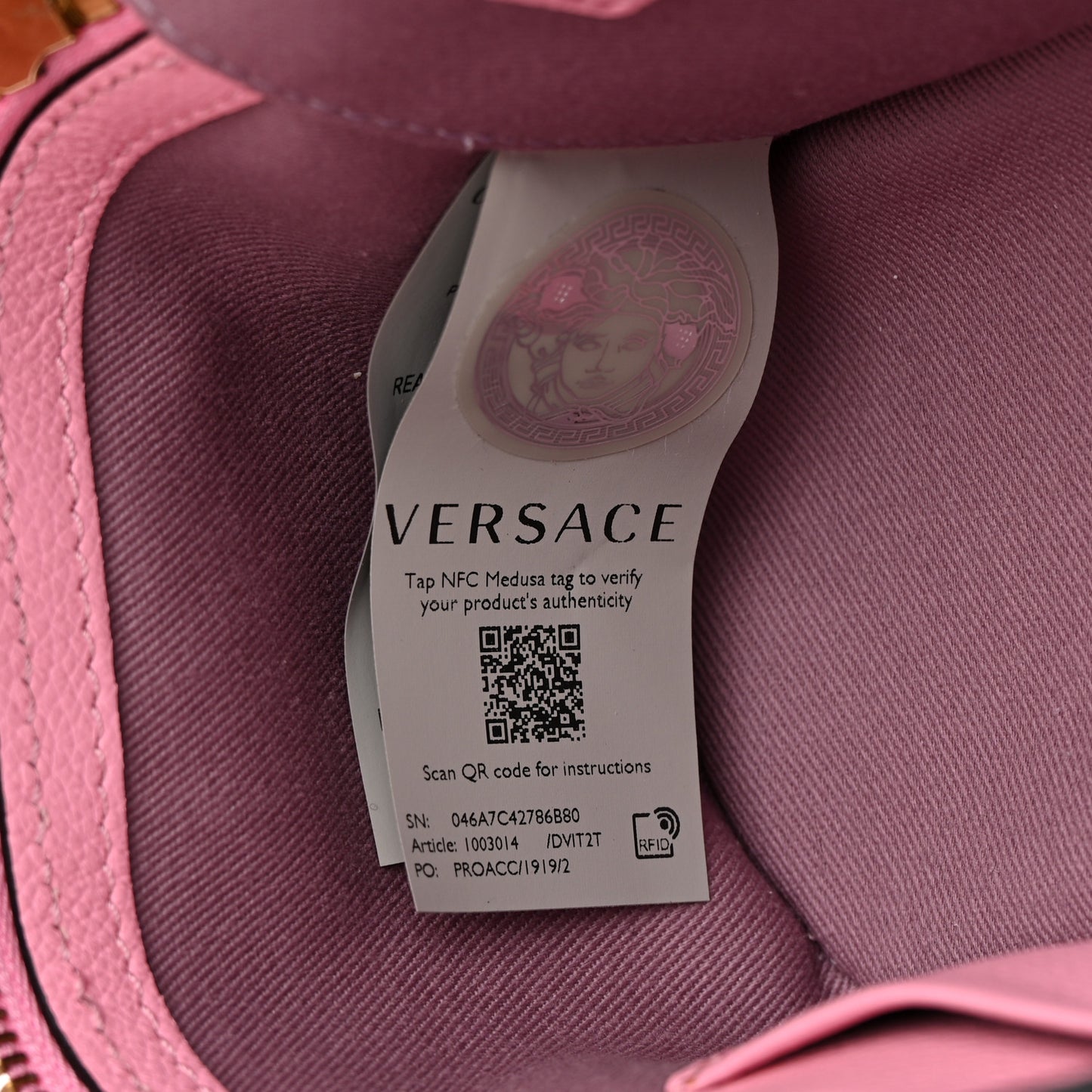 Grained Calfskin Medusa Vanity Case Pink