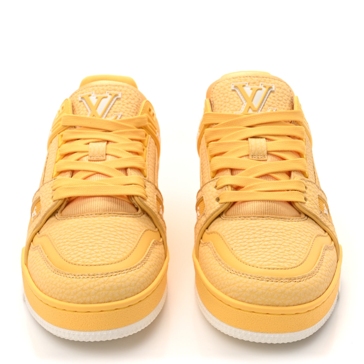 Louis Vuitton Grained Calfskin Womens LV Trainer Sneakers 39 Yellow 3 of 11