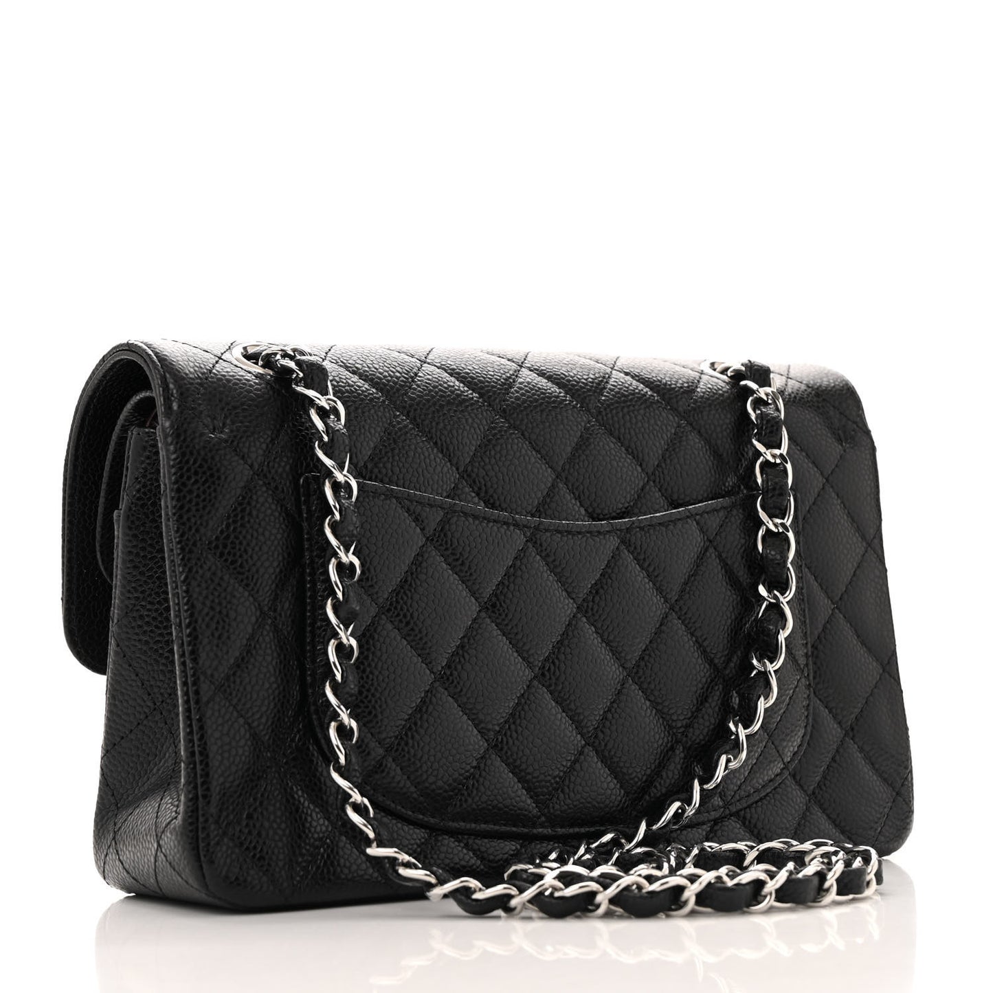 Caviar Quilted Small Double Flap Black