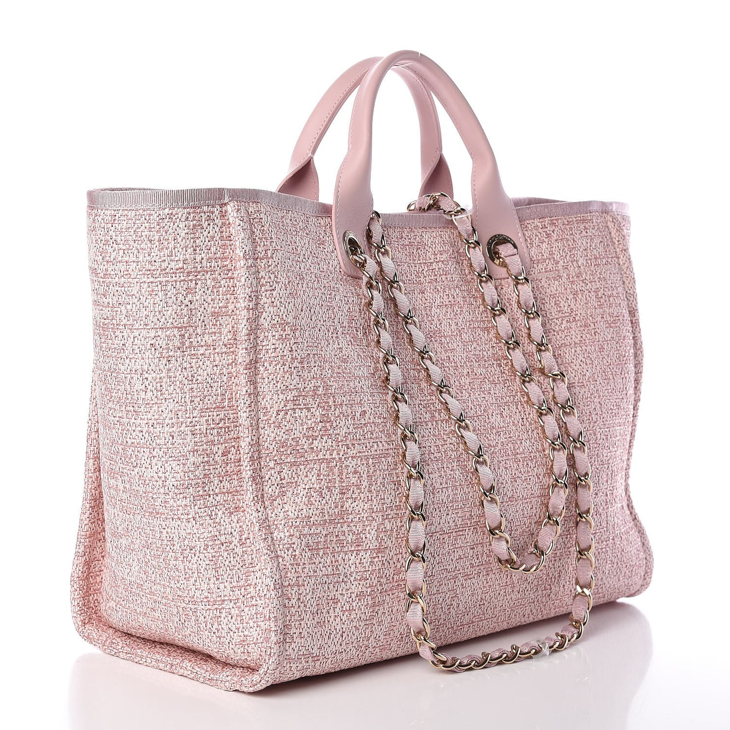 Straw Lurex Large Deauville Tote Pink