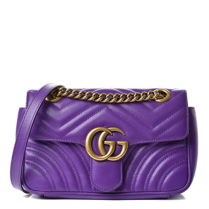 Gucci Calfskin Matelasse Mini GG Marmont Shoulder Bag Shine Purple 1 of 10