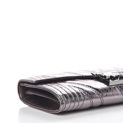MCM Metallic Calfskin Quilted Wallet On Chain Silver 8 of 11