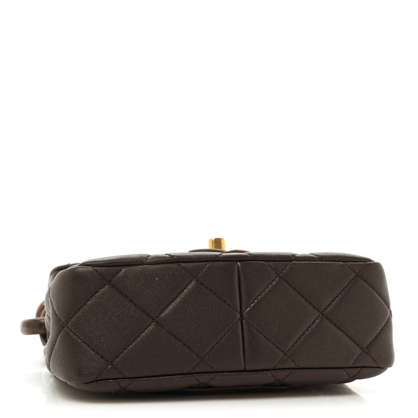 Lambskin Wenge Quilted Mini Fashion Wood Square Flap Brown