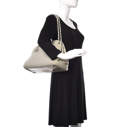 Chanel Patent Quilted Large Just Mademoiselle Bowling Bag Grey 2 of 10