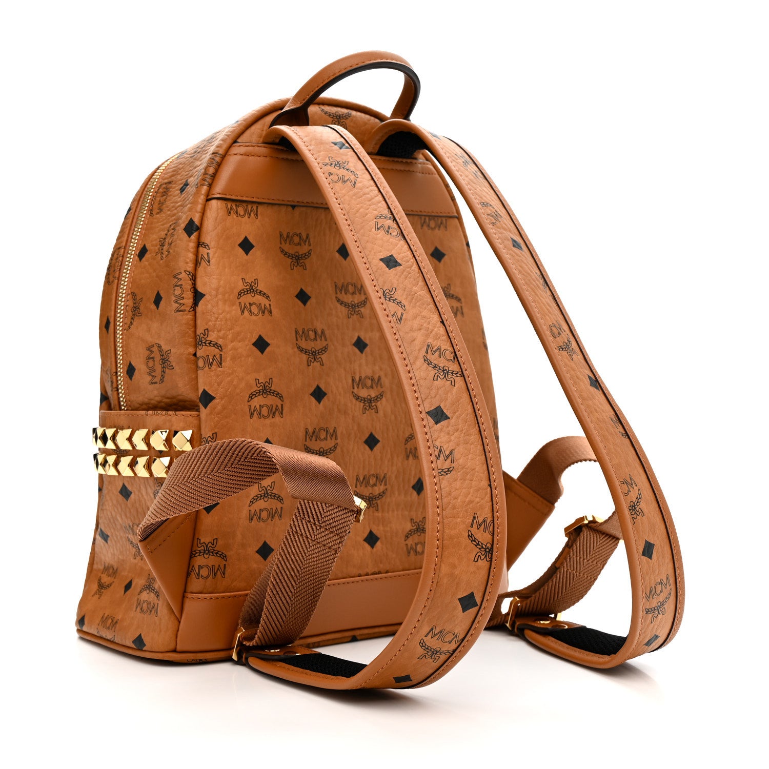 MCM Visetos Small Side Stud Stark Backpack Cognac 3 of 11