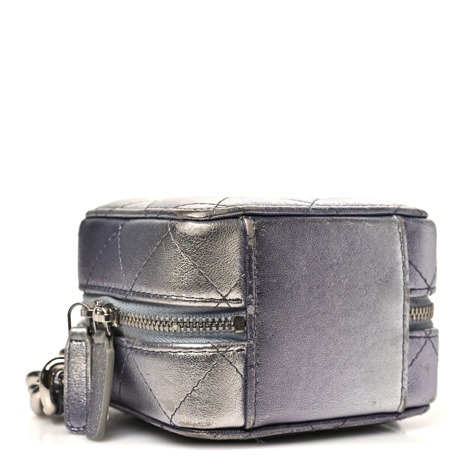 Chanel Gradient Metallic Lambskin Quilted Like A Wallet Clutch With Chain Silver Purple 4 of 13