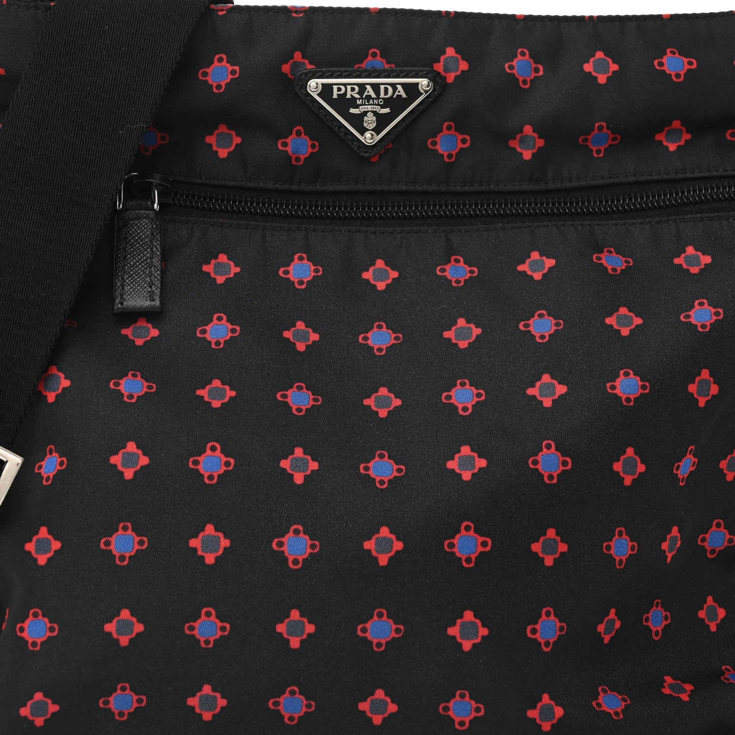 Tessuto Stampato Nylon Flat Messenger Bag Black