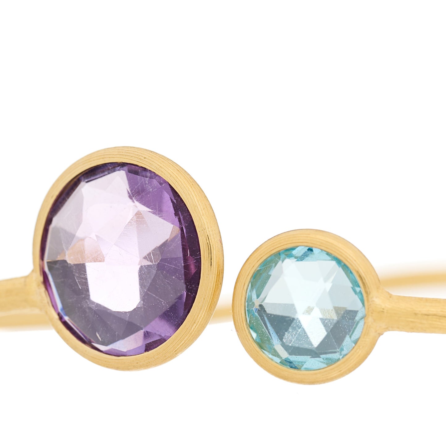 18K Yellow Gold Amethyst Blue Topaz Jaipur Bangle Bracelet
