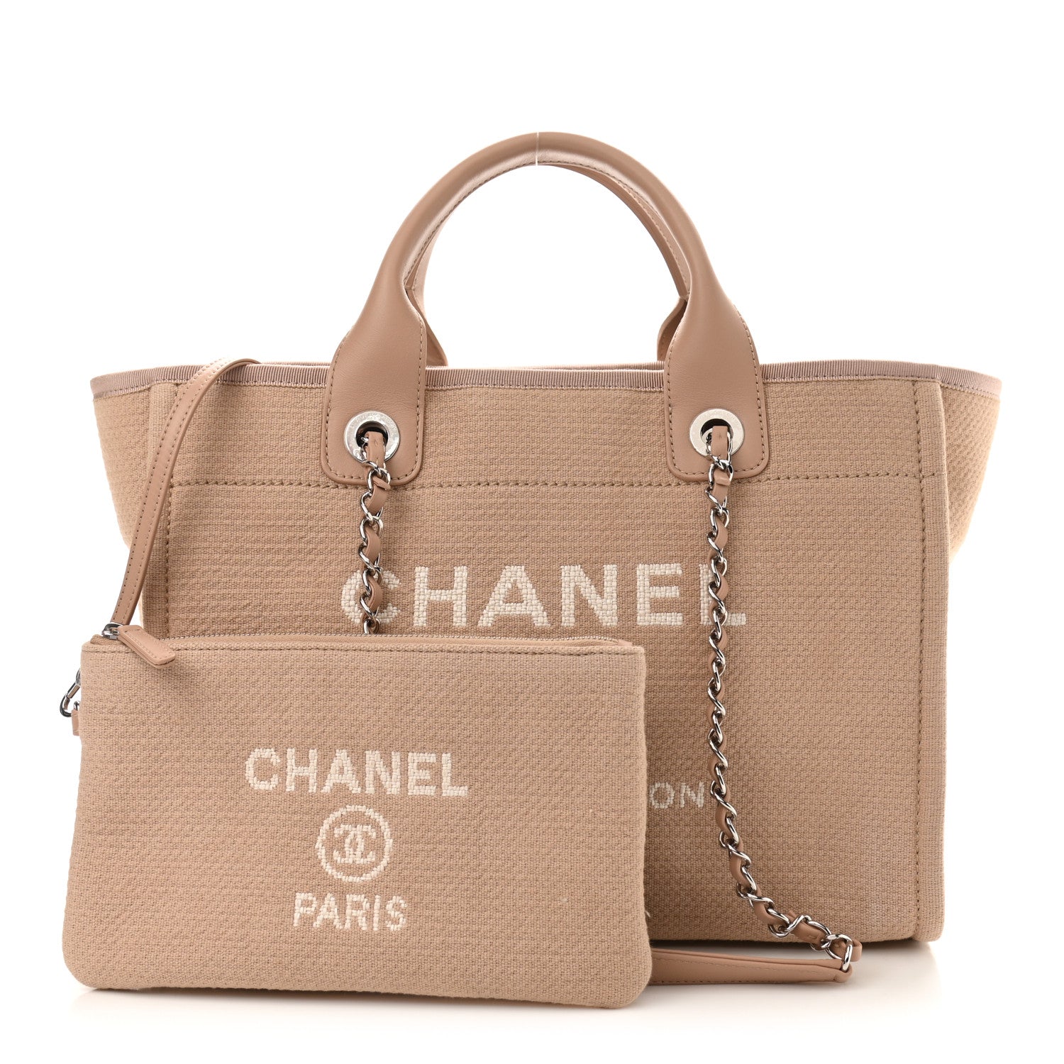 Chanel Mixed Fibers Small Deauville Tote Beige 3 of 12