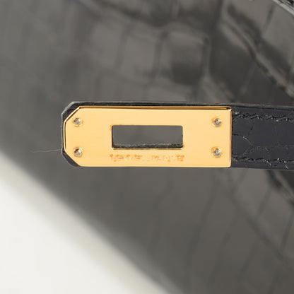 Hermes Shiny Niloticus Crocodile Kelly Pochette Black 4 of 34