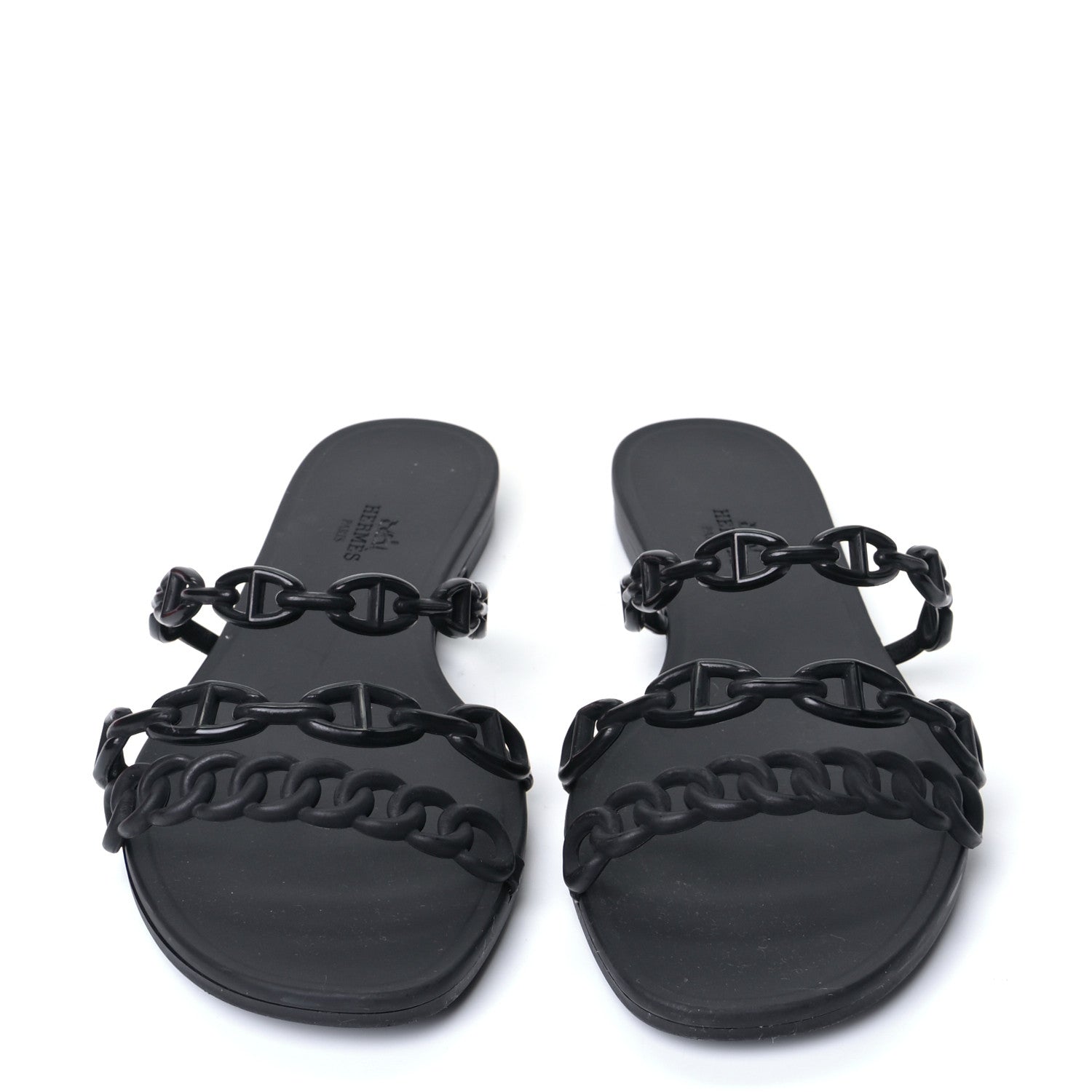 Hermes Rubber Chaine d'Ancre Rivage Sandals 39 Black 4 of 9