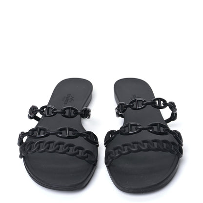 Hermes Rubber Chaine d'Ancre Rivage Sandals 39 Black 4 of 9