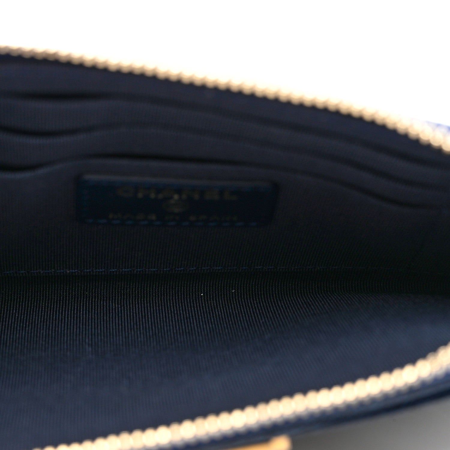 Chanel Caviar Quilted Classic Zip Boy Pouch Navy 5 of 7