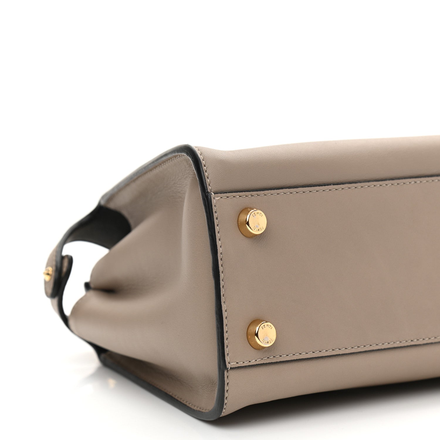 Fendi Vitello Tahiti Burro Medium Peekaboo Iconic Essentially Satchel Tortora Black 9 of 10