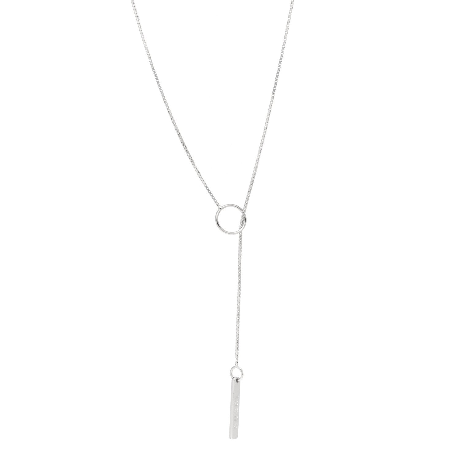 Gucci 18K White Gold 20mm Lariat Necklace 1 of 5