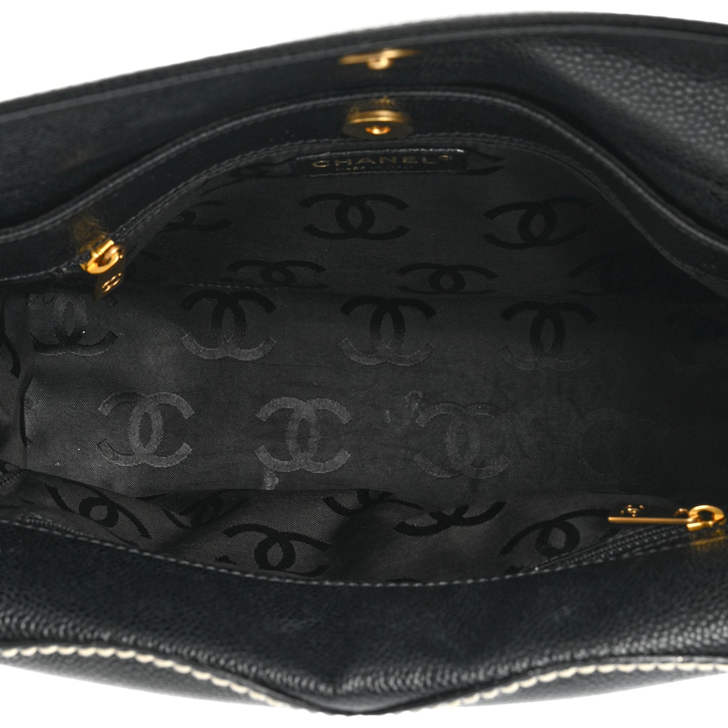 Caviar CC Stitched Small Tote Black