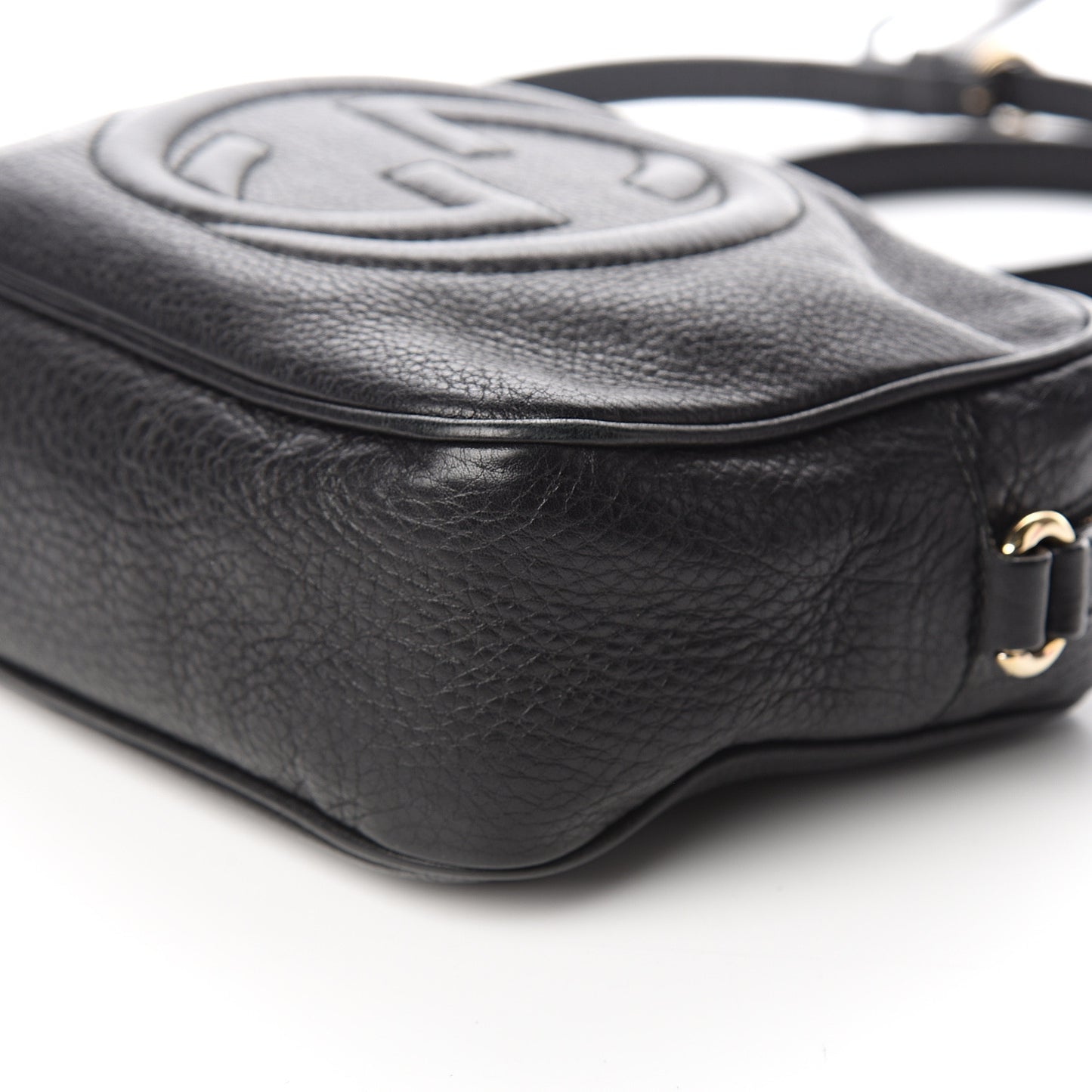 Pebbled Calfskin Small Soho Disco Bag Black